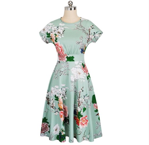 Robe fleurie à manches courtes pour femmes