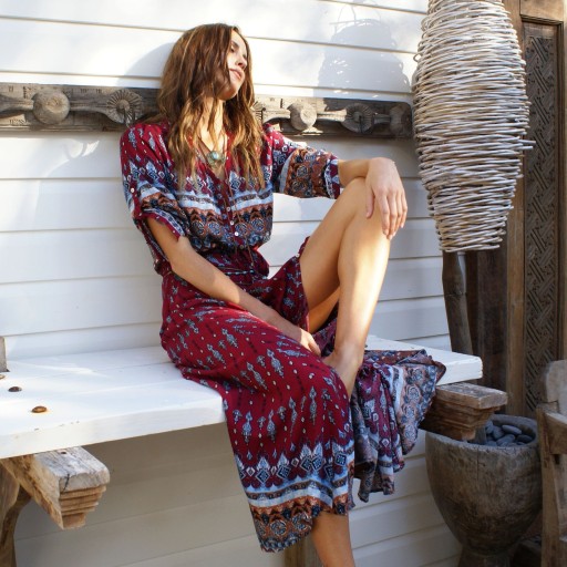 Robe longue à motifs pour femmes