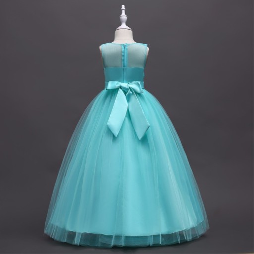 Robe longue pour fille avec fleurs et nœud J2901