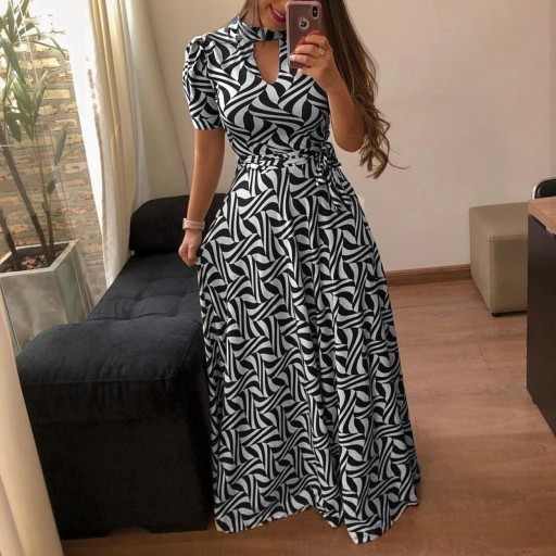 Robe maxi à col montant