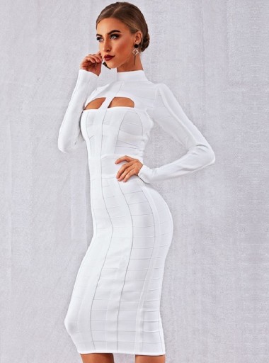 Robe midi blanche en bandage