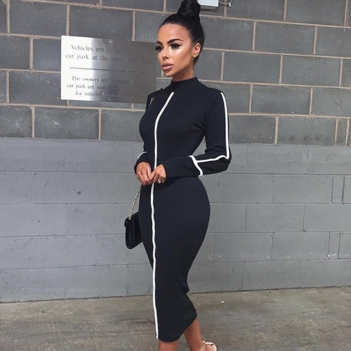 Robe midi femme à col montant