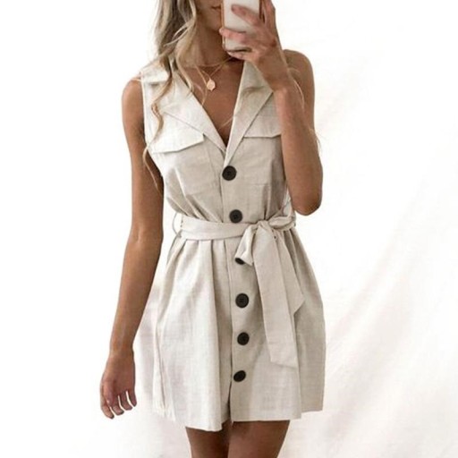 Robe mini chemise sans manches