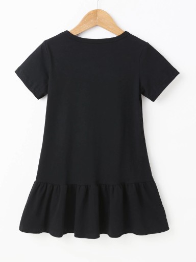 Robe noire pour fille avec imprimé