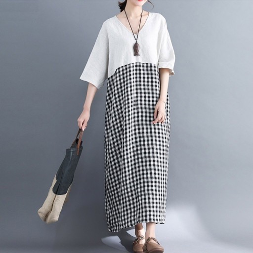 Robe tunique avec jupe à carreaux