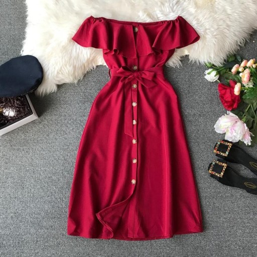 Robe unie avec volants