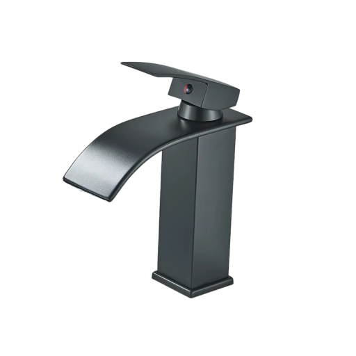 Robinet de lavabo à cascade 18,3 x 11 cm Fini mat Robinet élégant à montage sur plan Monotrou pour salle de bain