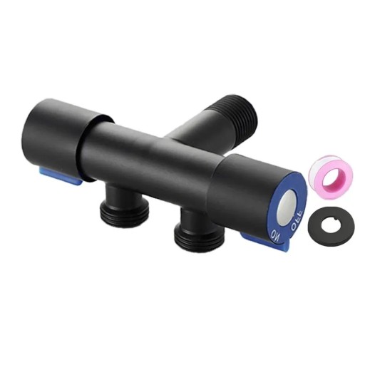 Robinet de lavabo en acier inoxydable 304 noir et argent montage sur plan prolongateur et robinet de levée pour eau froide plastique inox 17x12x12cm