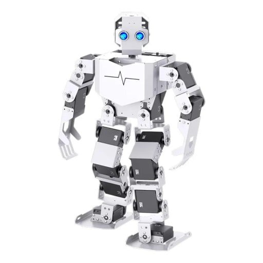 Robot umanoid cu inteligență artificială, recunoaștere vocală și vizuală, programabil STM32 și ESP32, alb, pentru învățarea programării și roboticii