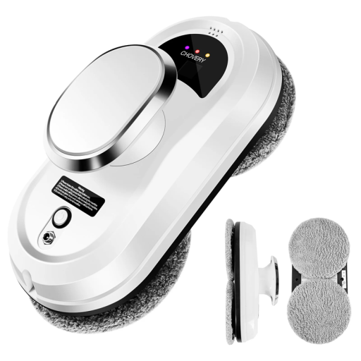 Robotfönsterputsare med fjärrkontroll 5600Pa Dammsugare Två roterande skivor 8x dukar Säkerhetslina 1,5m + 4m kabel