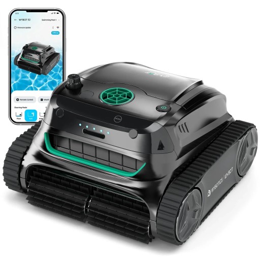 Robotyczny odkurzacz basenowy bezprzewodowy czyścik do basenów do 300 m² Bateria 7800 mAh i czas pracy 210 minut 7 trybów Czarny Na dno, ściany i powierzchnię wody