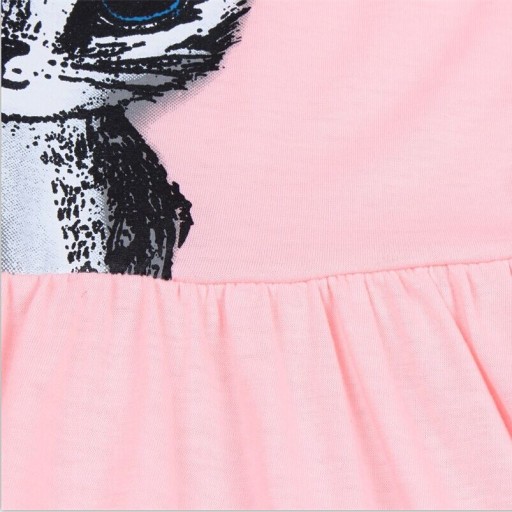 Rochie de fată frumoasă cu pisică - Roz