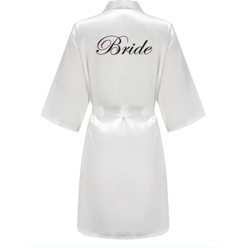 Rochie de mireasă din satin artificial cu legare și inscripția BRIDE Eleganță pentru mireasă Accesoriu ușor și confortabil pentru nuntă