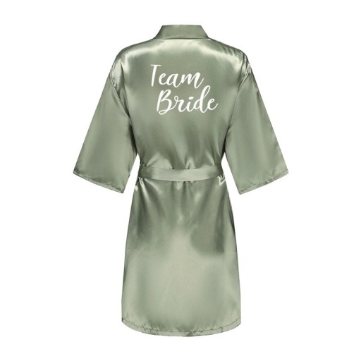 Rochie de mireasă verde din satin artificial pentru femei, rochie elegantă, ușoară, cu legare, cu inscripția TEAM BRIDE, îmbrăcăminte confortabilă pentru domnișoare de onoare
