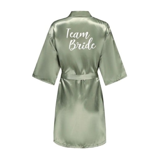 Rochie de mireasă verde din satin artificial pentru femei, rochie elegantă, ușoară, cu legare, cu inscripția TEAM BRIDE, îmbrăcăminte confortabilă