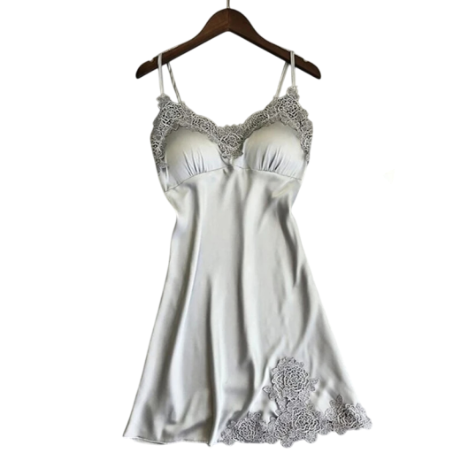 Rochie de noapte sexy pentru femei cu dantelă Lenjerie de casă liberă, uni, cu decolteu în V Material elastic și confortabil Poliester Spandex