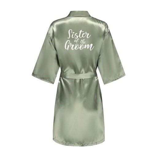 Rochie de noapte verde din satin artificial pentru femei Rochie de noapte ușoară de nuntă cu inscripția SORA GĂRDUILOR Îmbrăcăminte elegantă pentru sora mirelui