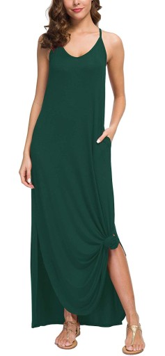 Rochie de o singură culoare cu fantă