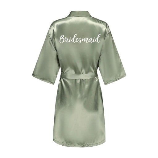 Rochie de seară verde din satin artificial Rochie elegantă ușoară cu legare cu inscripția BRIDESMAID Îmbrăcăminte festivă stilată pentru domnișoara de onoare