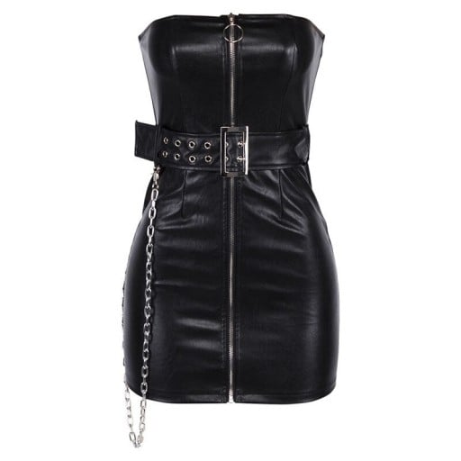 Rochie fără bretele din piele artificială