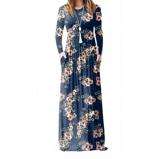 Rochie florală cu mâneci lungi