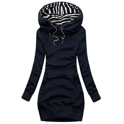 Rochie hanorac cu glugă și buzunar cangur Mâneci lungi Snur Rochie casual de culoare uni Potrivire confortabilă Stil casual