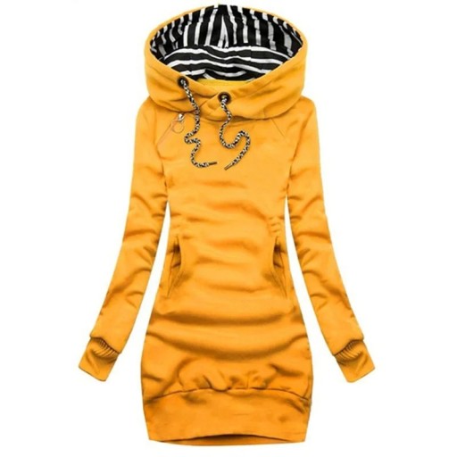 Rochie hanorac cu glugă și buzunar cangur Mâneci lungi Snur Rochie casual de culoare uni Potrivire confortabilă Stil casual