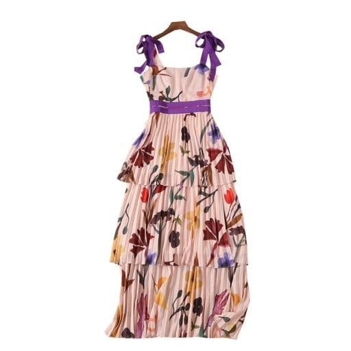 Rochie lungă cu fustă stratificată