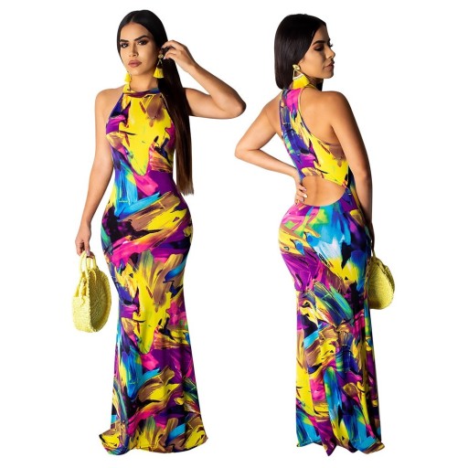 Rochie lungă viu colorată