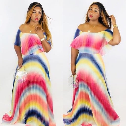 Rochie maxi de vară curcubeu