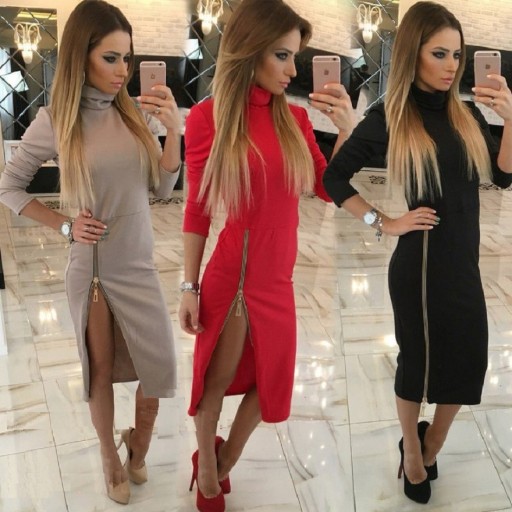 Rochie midi cu guler de toamnă