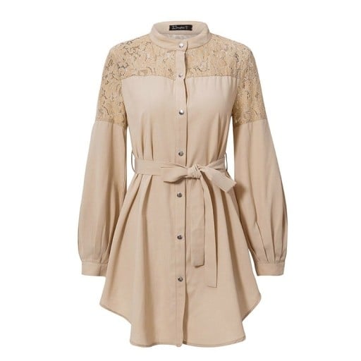 Rochie mini din cămașă cu dantelă
