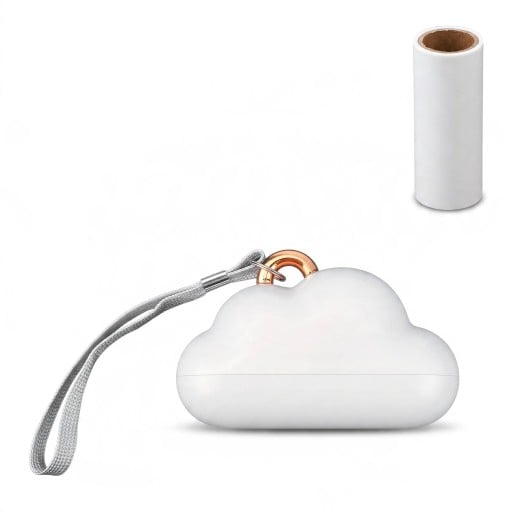 Rodillo de viaje Mini en forma de nube con papeles adhesivos recambiables 10 x 6,4 cm con tapa y cinta para la ropa