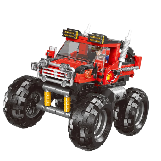 Rødt monstertruckbyggesæt 371 dele 18,4 x 11 x 12,3 cm foldbar bilmodel offroad-lastbillegetøj til børn 6+ kreativt byggesæt