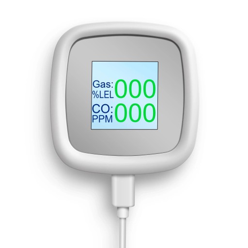 Røg- og brandbare gasdetektor CO-alarm LCD-skærm USB-C strømforsyning Fjernovervågning Sikkerhedsalarm Hjemmebeskyttelse 65×65×30 mm
