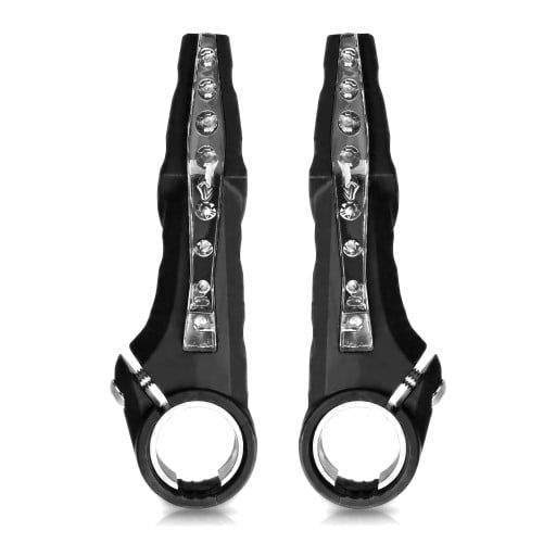 Rohuri pentru ghidon cu lumină LED albastră 2 bucăți Lumină de avertizare pentru bicicletă Unghi ajustabil 90° Plastic ABS Baterie LR1130 Negru