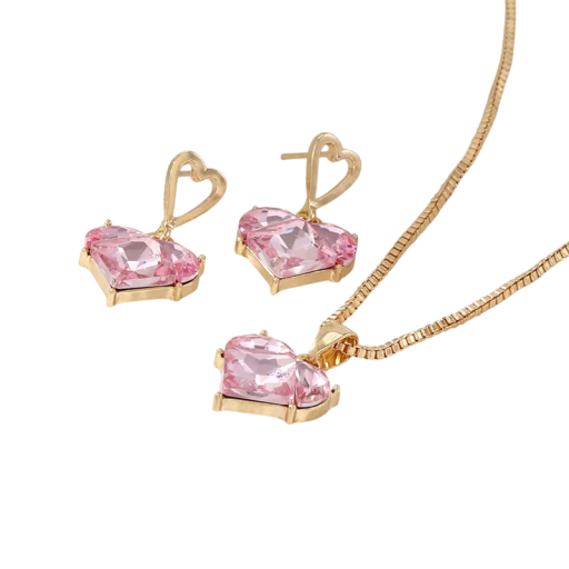 Romantic Heart Set of Earrings and Necklace in Stainless Steel and Zinc Alloy Elegant Y2K Party Jewellery for Women