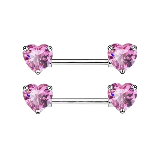 Romantisch hartvormig paar tepelpiercings maat 1,6 mm Glanzende lichaamspiercing voor vrouwen en meisjes Elegante detail