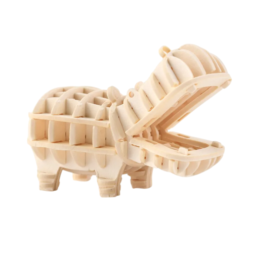 Rompecabezas 3D de madera de 50 x 25 x 35 mm, modelo de hipopótamo, juguete educativo para ensamblar para niños y adultos, artesanía creativa.