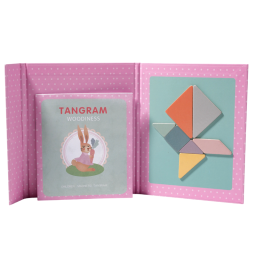 Rompecabezas Tangram Magnético de Madera de 35 x 19 cm, Libro de Rompecabezas Montessori, Juguete Educativo Portátil para Niños y Preescolares