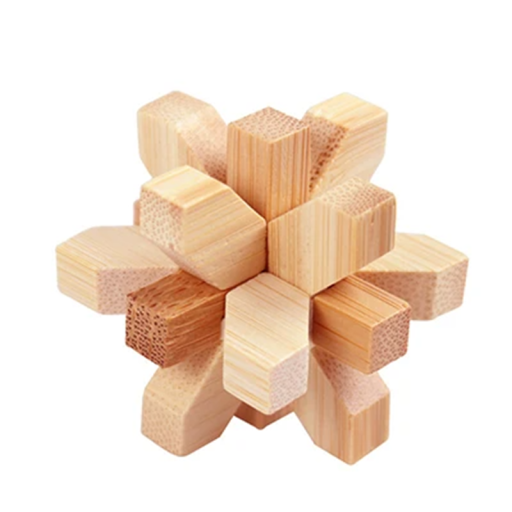 Rompicapo logico in legno 4,5 x 4,5 cm Piccola scultura in legno Gioco IQ tradizionale Allenamento del cervello Giocattolo antistress per adulti e bambini