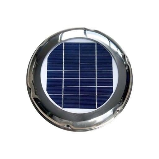 Roof Solar Fan for Ventilating Moisture and Odours Stainless Steel in Silver Waterproof Design for Boat Caravan and Motorhome