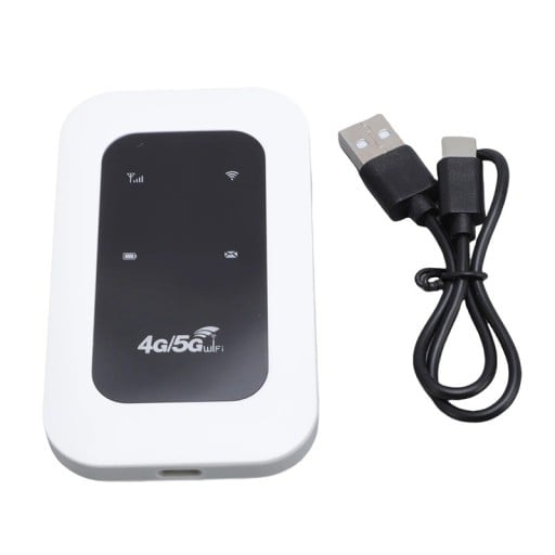 Roteador portátil 4G LTE WiFi hotspot 300 Mb/s bateria de 2100 mAh IEEE 802.11 b/g/n modem móvel branco com slot para SIM para viagens e internet