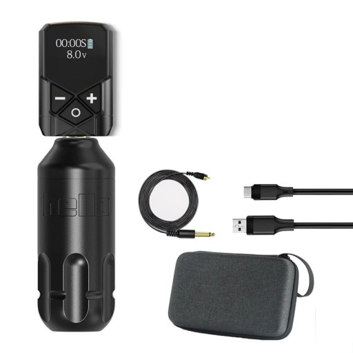 Roterende tatoveringsmaskine RCA-interface Slaglængde 4 mm USB-C Opladning 2400 mAh 9 V 12000 o/min Professionel tatoveringspen