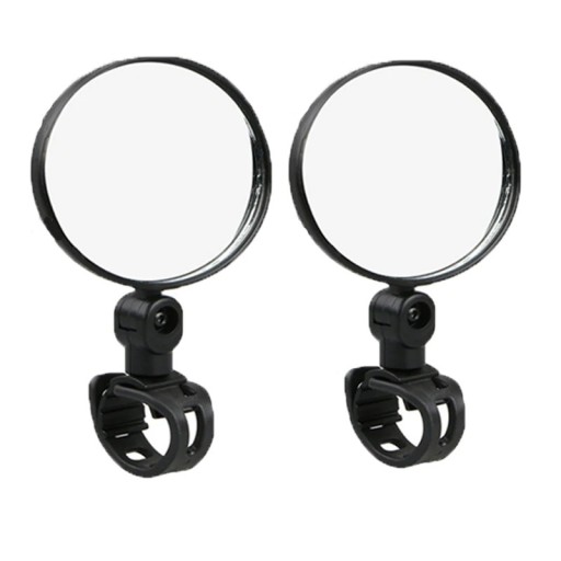 Round Bicycle Mirrors 2 pcs Black Rotatable Mounting for Handlebars 15–35 mm Diameter 7.8 cm Tool-Free