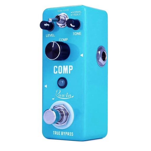 Rowin Pedal Compressor for Electric Guitar and Bass Guitar Studio Effect Pedal with Clean Sound and Preservation of Original Tone Dynamics