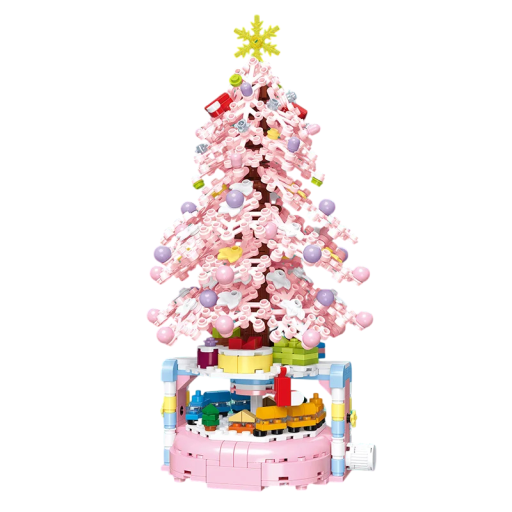 Roze kerstboom bouwpakket 27,7 x 14,6 cm 515 stukjes Creatieve bouwpakketten voor kinderen Kerstversiering Ontwikkeling van de fijne motoriek