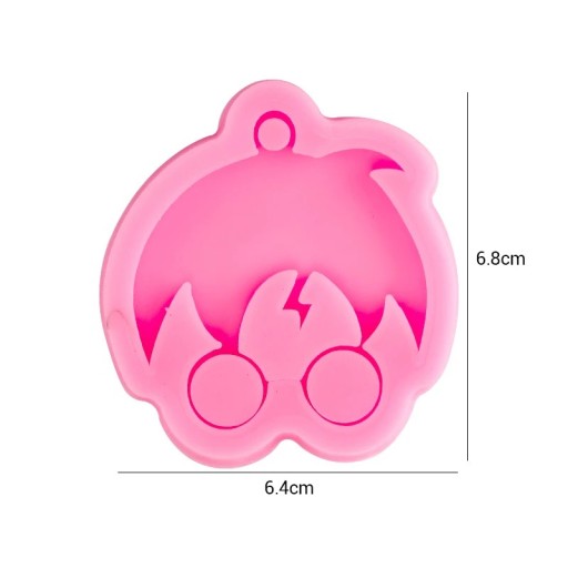 Roze siliconen mal voor hars 6,8×6,4 cm Figuren met bril Mal voor gieten Hars sieraden Hangers Decoraties