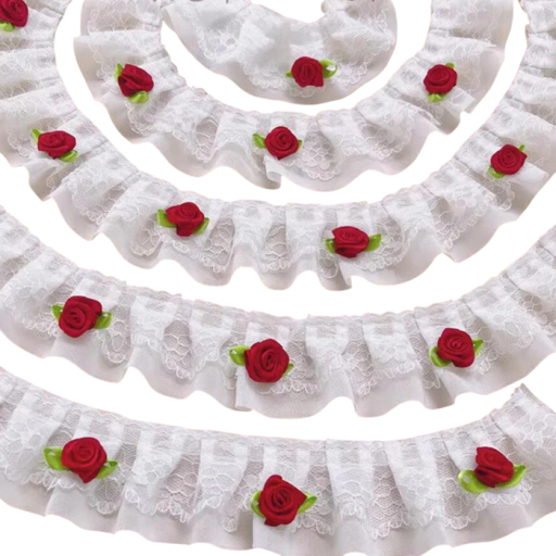 Rózsás csipke szalag 90 cm Szélesség 5 cm Poliészter dekoratív csipke varráshoz, ruhák díszítéséhez, textil dekorációkhoz, kézműves alkotáshoz