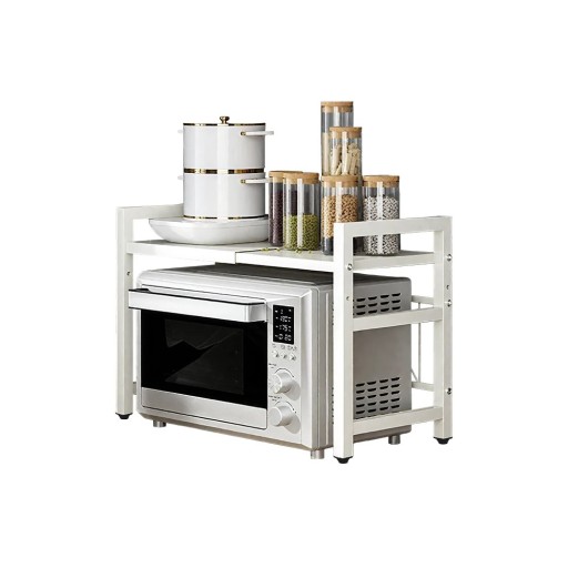 Rozszerzalny stojak na mikrofalówkę 40–60 x 36 x 46 cm Biały Regulowana półka organizator do kuchni